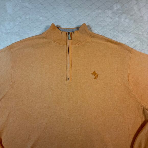 Peter Millar Cotton Cashmere 1/4 Zip Sweater Boot Ranch TX Golf Club Logo Men Lg - Picture 2 of 5